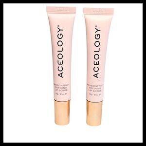 2 x ACEOLOGY Passionfruit Refining Lip Scrub Exfoliating Cruelty Free 0.5oz